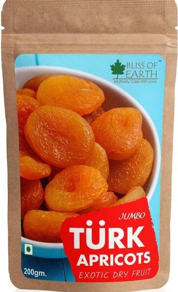 Bliss of Earth Exotic Jumbo Turkish Apricots 200gm, Vac...
