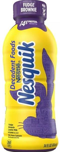 Decadent Foods Nesquik Fudge Brownie Lowfat Milk