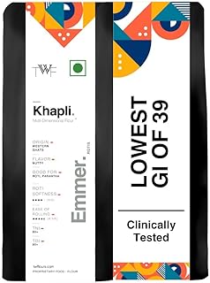 TWF Stone ground Khapli Wheat Flour | 2kg | Clinically Certified Low GI of 39 | No Blending - 100% Khapli Atta | Diabetic-Friendly | High Fiber & Protein | Emmer Atta