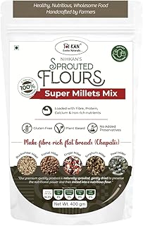 NIHKAN Multigrain Sprouted Millets Flour - 400g | Sugar Control Atta For Weight Loss & Diabetes | Gluten Free, No Wheat, No Rice, Low GI | Mix of 5 Sprouted Millets Ragi, Jowar, Bajra, Foxtail millets