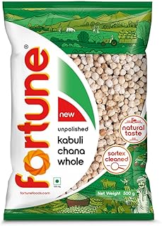 Fortune Kabuli Chana, 500 gm, Unpolished and Sortex cleaned
