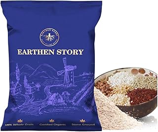 Earthen Story Certified Organic Multigrain Atta 1.8kg with 40% Millet flour | Stone Ground, 100% Whole Grain Organic Atta with Ragi, Jowar, Bajra, Barley, Kala Chana atta
