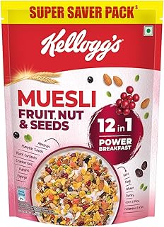 Kellogg's Muesli Fruit Nut & Seeds 750G | 12-In-1 Power Breakfast | India'S No. 1 Muesli | Multigrain Breakfast Cereal