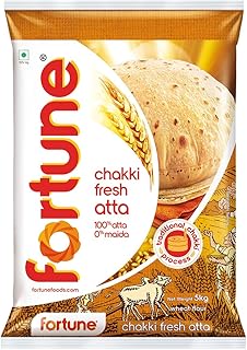 Fortune Chakki Fresh Atta, 5 kg, 100% Atta 0% Maida