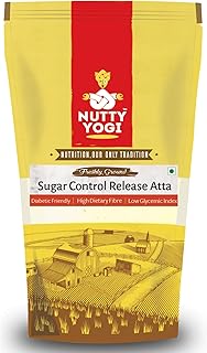 Nutty Yogi Sugar Control Release Atta 800g, Flour, Diabetic Friendly | Helps Control Blood Sugar | Low GI Flour With Premium Ingredients | 100% Natural Ingredients | Soft Fluffy Rotis | Rich in Iron, Magnesium and Calcium | Supports Healthy Blood Sugar Level & Weight Management