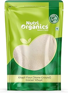 Nutri Organics Khapli Wheat Flour - 5kg | Stoneground Emmer Wheat Atta | High Fibre & Easy to Digest | Whole Grain Khapli Atta for Weight Management | Natural & Unpolished Emmer Wheat Flour