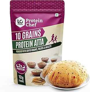 Protein Chef 10 Grain Atta 1Kg| Double Protein roti| Multigrain Atta Flours| High Fibre| Soft, Fluffy & Tasty Chakki fresh Rotis| Natural Ragi, Wheat, Jowar, Bajra, Millet Flours for Weight Management