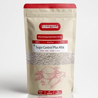 Urban Swad Sugar Control Plus Atta 800g – Diabetic-Friendly Whole Grain Flour with Low Glycemic Index, High in Fiber & Protein, Supports Healthy Blood Sugar Levels, 100% Natural & FSSAI Certified