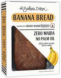The Baker's Dozen Zero Maida Banana Bread | Zero Palm Oil | Zero Trans Fat | With Natural Sweetness of Freshly Mashed Bananas | Handcrafted with Love by Aditi Handa - Chef & Co-Founder | Pack of 1 X 150g