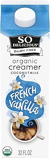 So Delicious Dairy Free Coconut Milk Creamer, French Vanilla, Vegan, Organic, Non-GMO, Creamy Plant Based Coffee Creamer, 32 FL OZ Carton