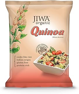 JIWA healthy by nature Organic White Quinoa | High Protein White Quinoa| Cooks Like Rice | Indian Origin | Certified Organic & Gluten Free| Superfood | 500 Gram