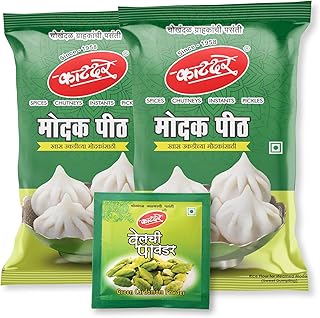 Katdare Modak Peeth | 1kg (2 X 500gm) with Welchi Powder 8 Gm | No Artificial Flavours, Colours & Preservatives | Modak Flour | Sweet Dumpling flour|