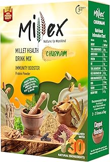 Millex Millet Healthy Mix With Churnam 1kg | 30 Natural Nutrition and 18 Herbal Churna Ingredients | Sprouted Cereals,Nuts, & Pulses |No Sugar Organic Multigrain Nutrition Drink | |Porridge Mix