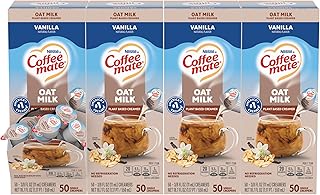 Nestle Coffee mate Coffee Creamer, Oat Milk, Vanilla Natural Flavor, Liquid Creamer Singles, Plant-Based, Non Dairy, No Refrigeration, 0.375 fl oz Tubs (Pack of 200)
