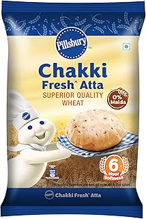 Pillsbury Chakki Fresh Whole Wheat Atta | 100% Wheat Atta| Upto 6 hours of Softness| 5kg