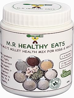 M.R Healthy Eats - Organic 7+2 Multi-Millet Health Mix Flour For Kids & Adults - High Protein & Fiber - Gluten Free - In Food Grade Container 400 gms (+6 months)