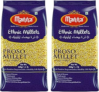 Manna Proso Millet Unpolished Natural Grains, 1kg (500g x 2 Packs) - (Chena/Barri/Pingu/Pani Varagu/Cheno) | Native Low GI Millet Rice | High Protein & 100% more fibre than rice