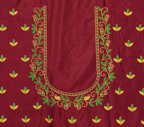 Unstitched Pure Silk Blouse Material Embroidered